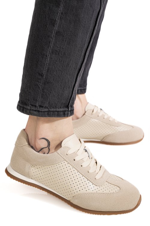 Pantofi sport bej piele naturala tsp-8082