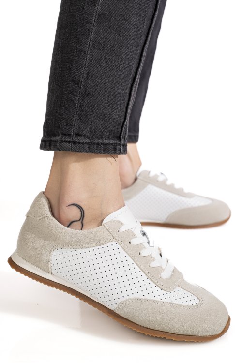 Pantofi sport albi piele naturala tsp-8082