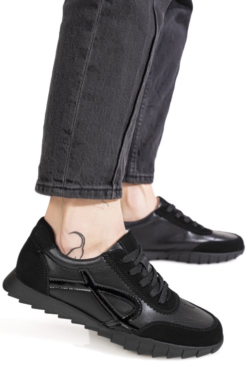 Pantofi sport negri piele naturala fsp002-537