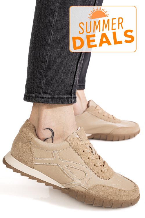 Pantofi sport bej piele naturala fsp002-537