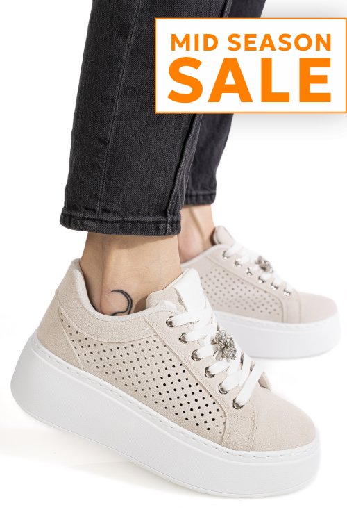 Pantofi sport bej  piele naturala es77702