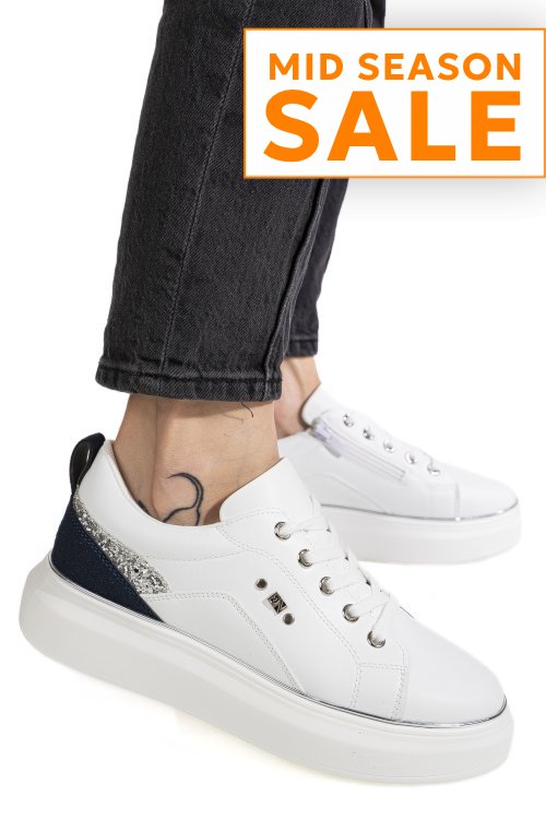 Pantofi alb albastru piele naturala es7794