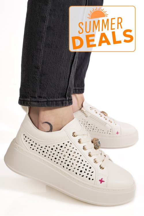 Pantofi sport bej piele naturala es7781