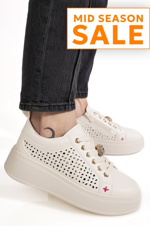 Pantofi sport bej piele naturala es7781