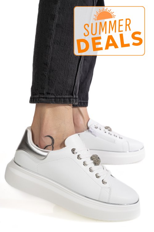 Pantofi albi piele naturala es7790