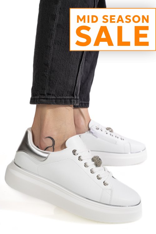 Pantofi albi piele naturala es7790