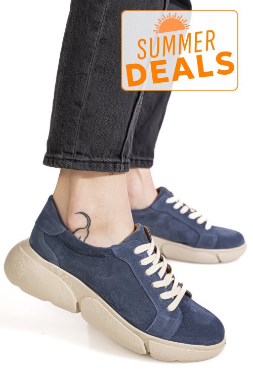 Pantofi sport blue piele naturala intoarsa 3s77011b