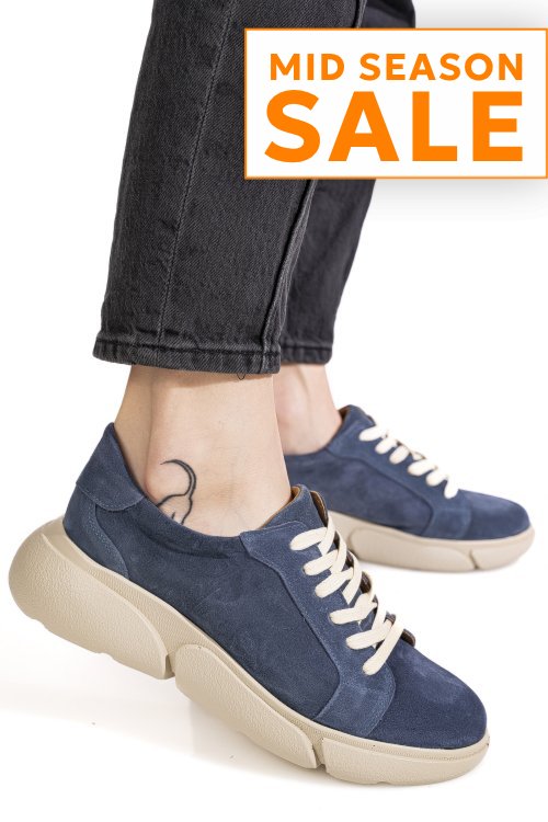 Pantofi sport blue piele naturala intoarsa 3s77011b