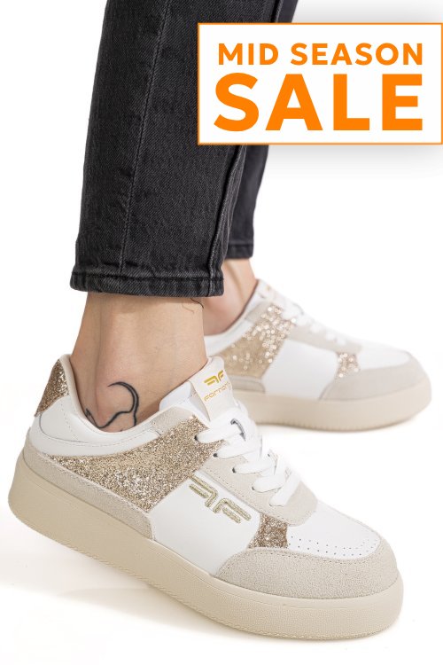 Fornarina, pantofi sport bej piele naturala anna-glam