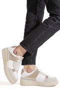 FORNARINA, PANTOFI SPORT BEJ PIELE NATURALA ANNA-GLAM