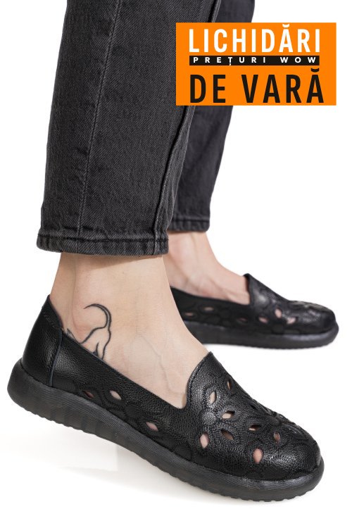 Mocasini negri piele naturala 2sp070