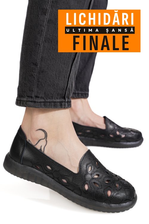 Mocasini negri piele naturala 2sp070