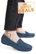 MOCASINI ALBASTRI PIELE NATURALA INTOARSA FSPL-XZL10