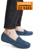 MOCASINI ALBASTRI PIELE NATURALA INTOARSA FSPL-XZL10