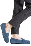 MOCASINI ALBASTRI PIELE NATURALA INTOARSA FSPL-XZL10