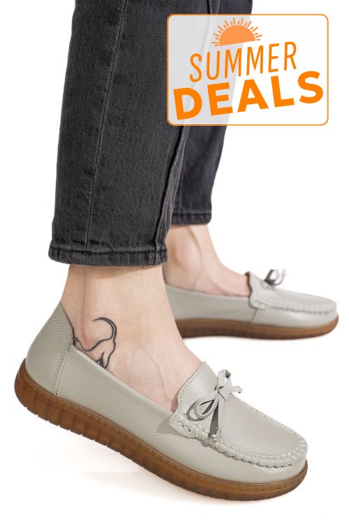 Mocasini gri piele naturala 7sp2023