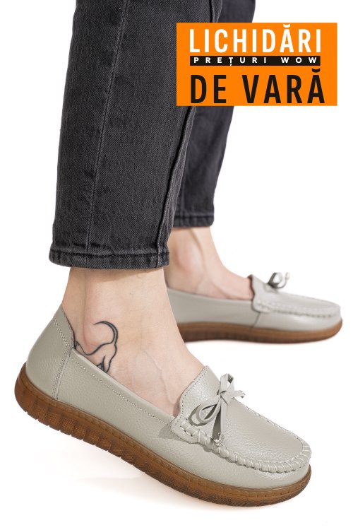 Mocasini gri piele naturala 7sp2023