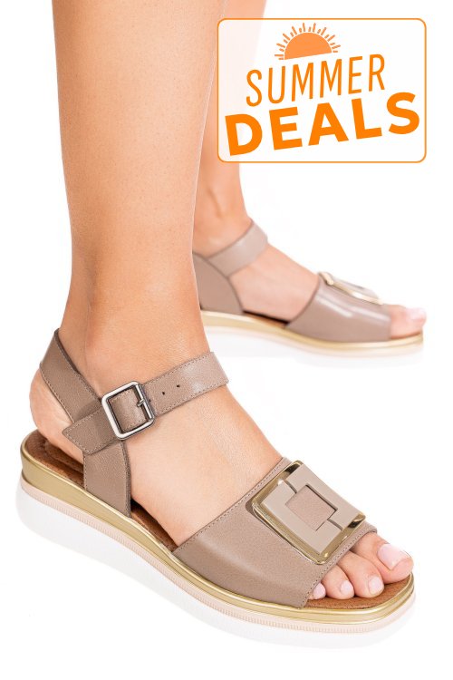 Sandale taupe piele naturala ss7773