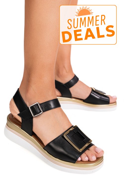 Sandale negre piele naturala ss7773