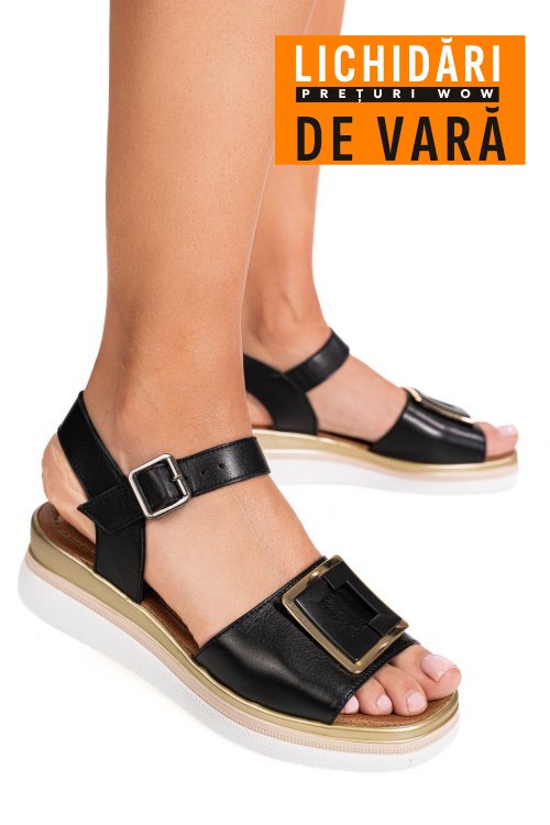 Sandale negre piele naturala ss7773