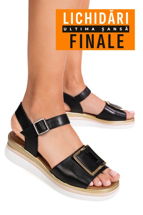 Sandale negre piele naturala ss7773