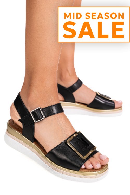 Sandale negre piele naturala ss7773