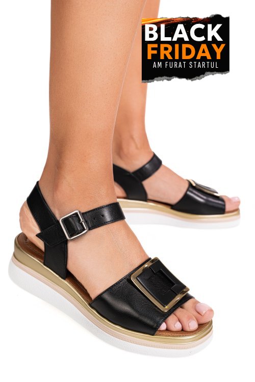 Sandale negre piele naturala ss7773