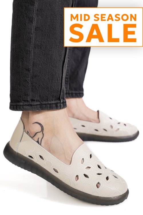 Mocasini bej piele naturala 2sp070