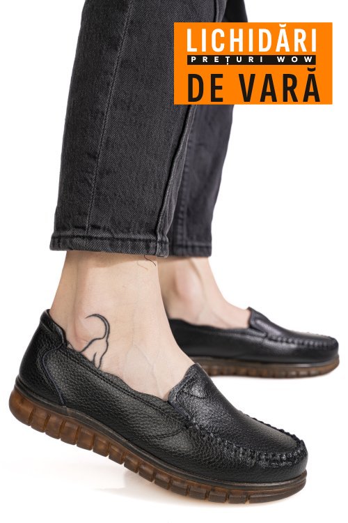 Mocasini negri piele naturala 7sp2003