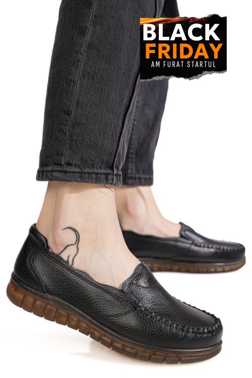 Mocasini negri piele naturala 7sp2003