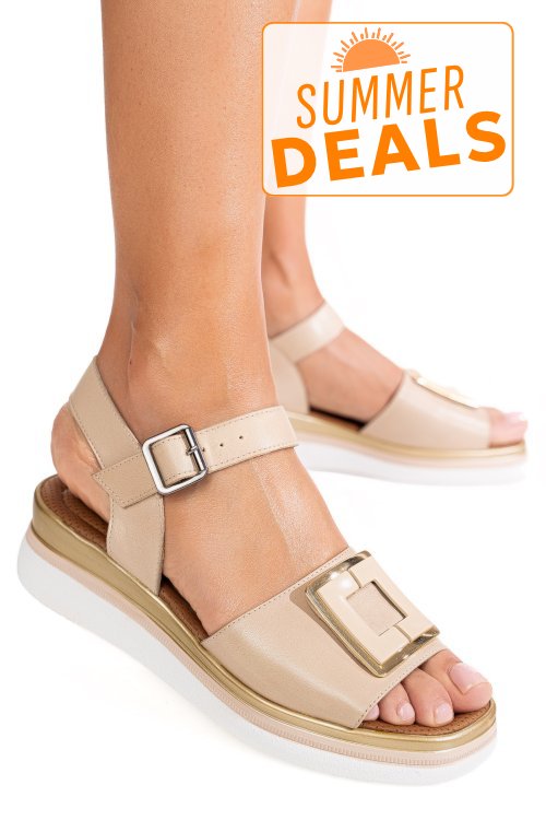 Sandale bej piele naturala ss7773