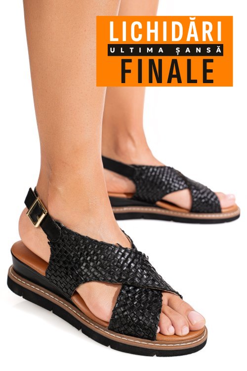 Sandale negre piele naturala ts77im-a3741