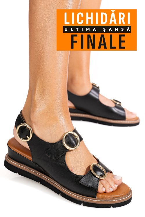 Sandale negre piele naturala ts77im-a3753