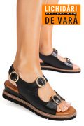 SANDALE NEGRE PIELE NATURALA TS77IM-A3753