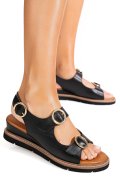 SANDALE NEGRE PIELE NATURALA TS77IM-A3753