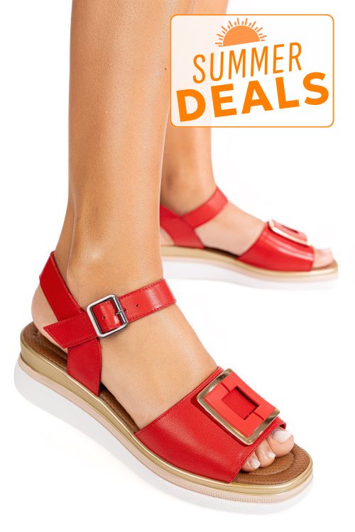 Sandale rosii piele naturala ss7773