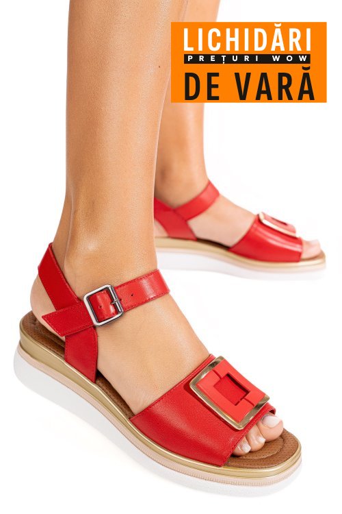 Sandale rosii piele naturala ss7773