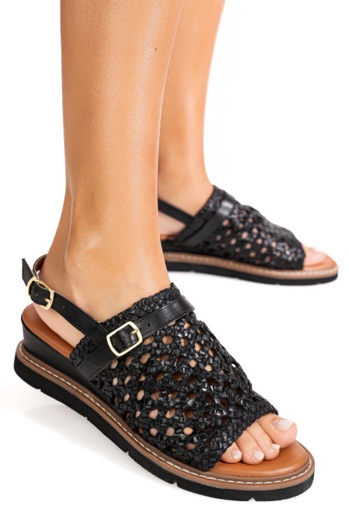 Sandale negre piele naturala ts77im-a3751