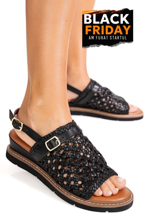 Sandale negre piele naturala ts77im-a3751