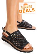 SANDALE NEGRE PIELE NATURALA TS77IM-A3751
