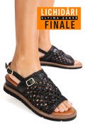 SANDALE NEGRE PIELE NATURALA TS77IM-A3751