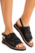 SANDALE NEGRE PIELE NATURALA TS77IM-A3751