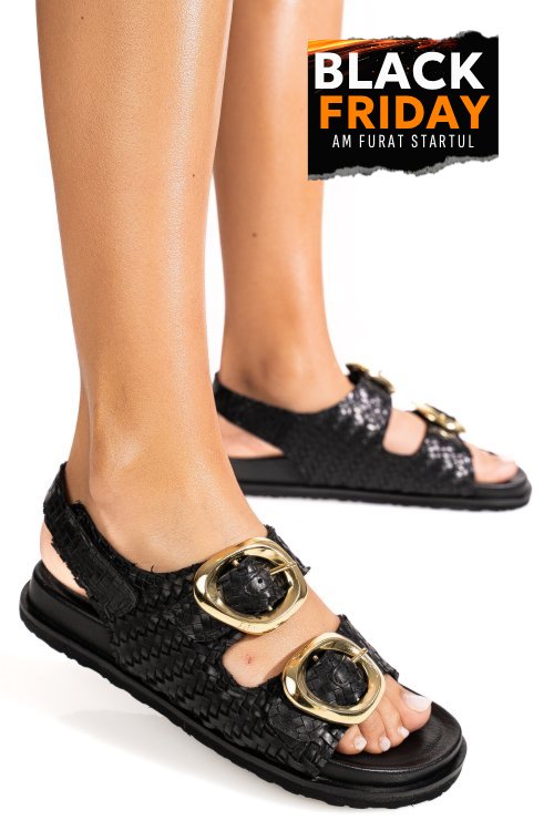 Sandale negre piele naturala ts77im-a4110
