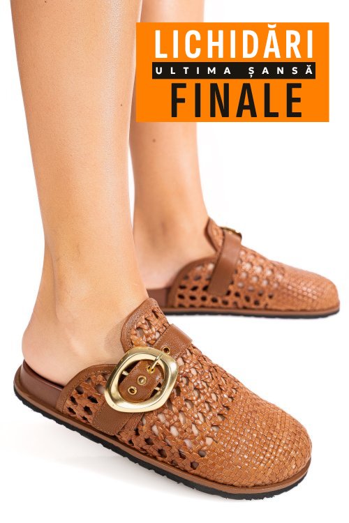 Papuci maro inchis piele naturala ts77im-a4112