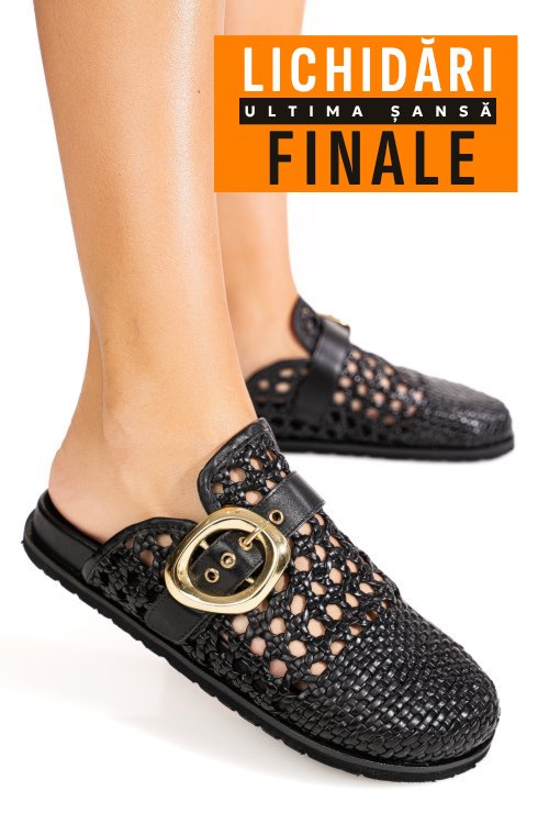 Papuci negri piele naturala ts77im-a4112