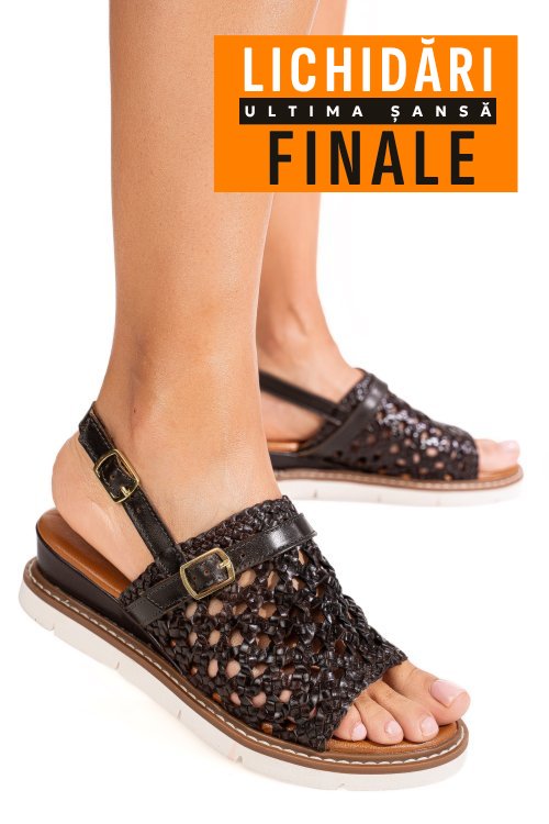 Sandale maro inchis piele naturala ts77im-a3751