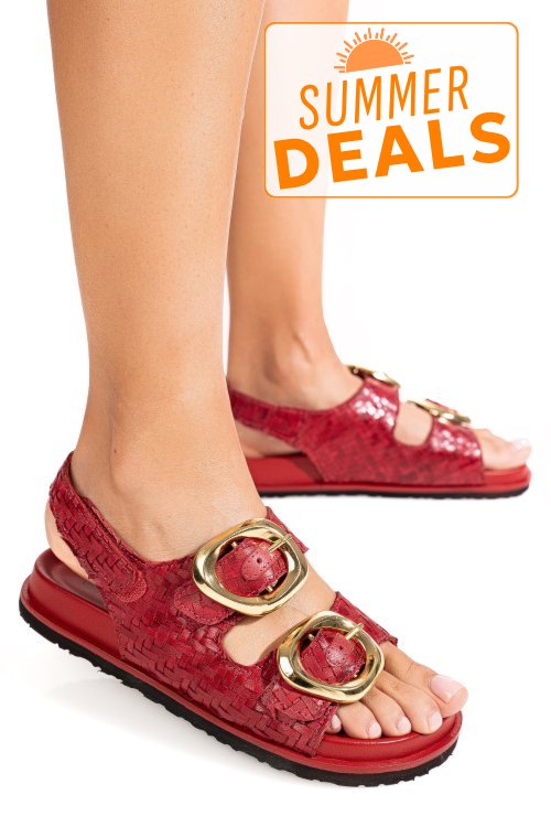 Sandale rosii piele naturala ts77im-a4110