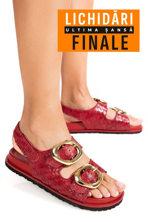 Sandale rosii piele naturala ts77im-a4110