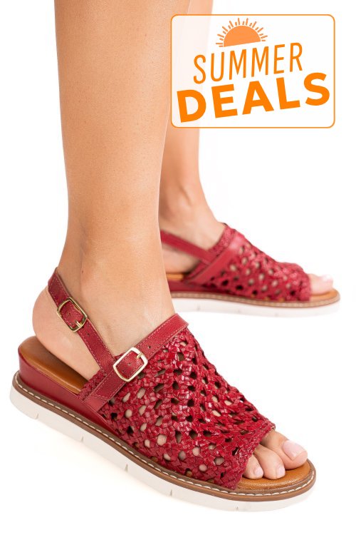 Sandale rosii piele naturala ts77im-a3751