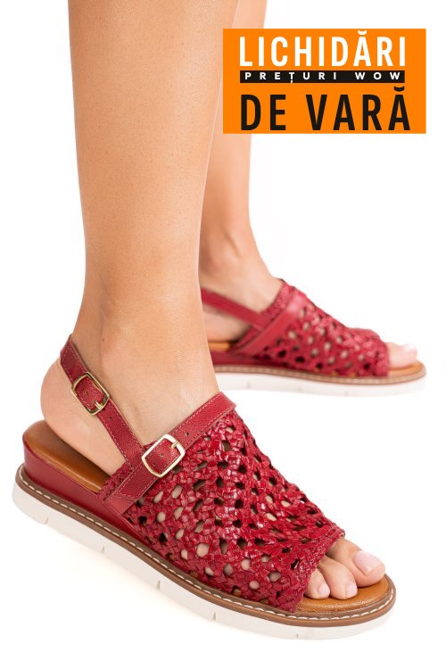 Sandale rosii piele naturala ts77im-a3751